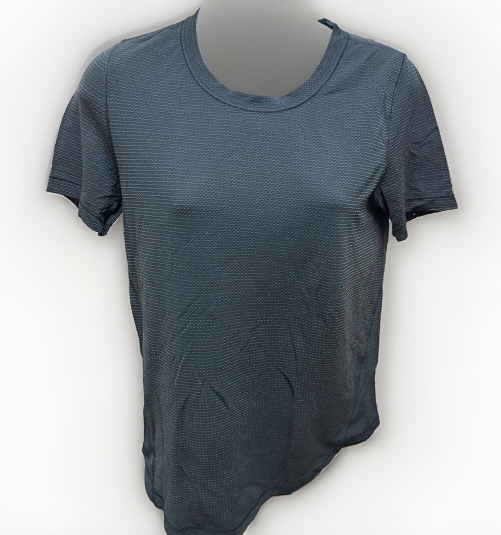 Lululemon Womens 2 Black Textured Athletic Running Yoga Short Sleeve T-Shirt
